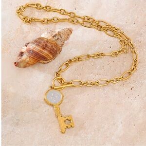Anthropologie Gold Stainless Steel Key Pendant Necklace ✨